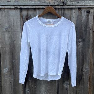 A.L.C. Linen long sleeve top with cross cross semi-open back